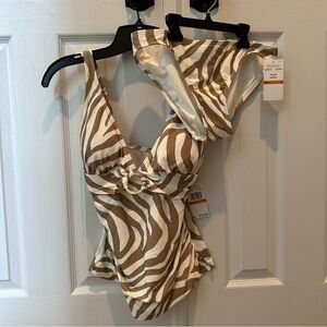 Brown and White Zebra Print Women's Swimsuit